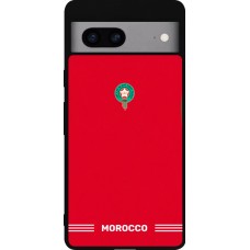 Coque Google Pixel 7a - Silicone rigide noir Maillot de football Maroc 2026 personnalisable