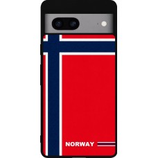 Coque Google Pixel 7a - Silicone rigide noir Maillot de football Norvège 2026 personnalisable