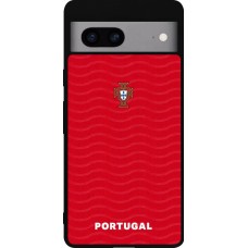 Coque Google Pixel 7a - Silicone rigide noir Maillot de football Portugal 2026 personnalisable