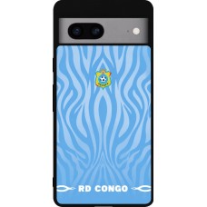 Coque Google Pixel 7a - Silicone rigide noir Maillot de football RD Congo 2026 personnalisable