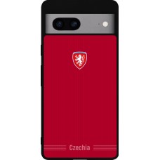Coque Google Pixel 7a - Silicone rigide noir Maillot de football Répuplique Tchèque 2026 personnalisable