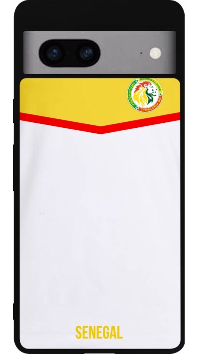 Coque Google Pixel 7a - Silicone rigide noir Maillot de football Senegal 2022 personnalisable