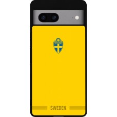 Coque Google Pixel 7a - Silicone rigide noir Maillot de football Suède 2026 personnalisable