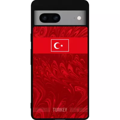 Google Pixel 7a Case Hülle - Silikon schwarz Türkei 2026 personalisierbares Fussballtrikot