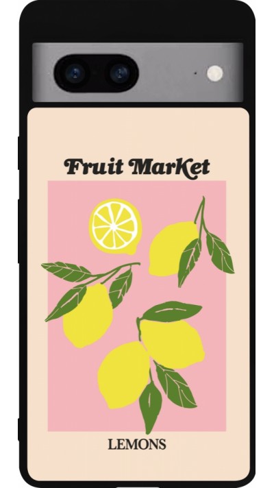 Coque Google Pixel 7a - Silicone rigide noir Fruit market lemons 2026