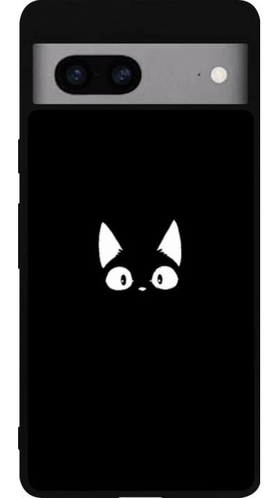 Google Pixel 7a Case Hülle - Silikon schwarz Funny cat on black