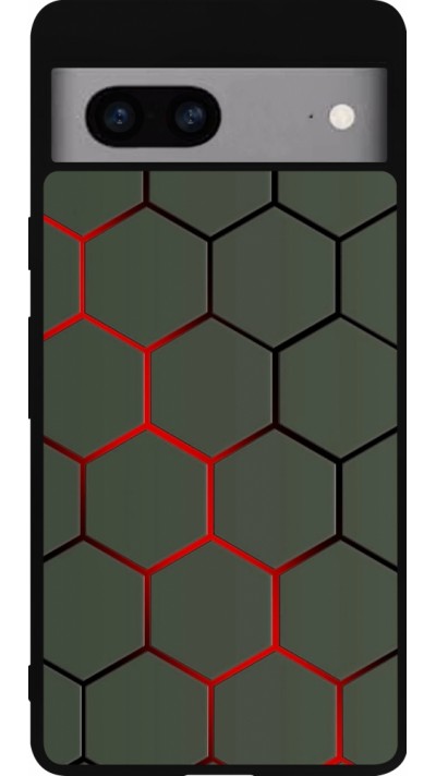Google Pixel 7a Case Hülle - Silikon schwarz Geometric Line red