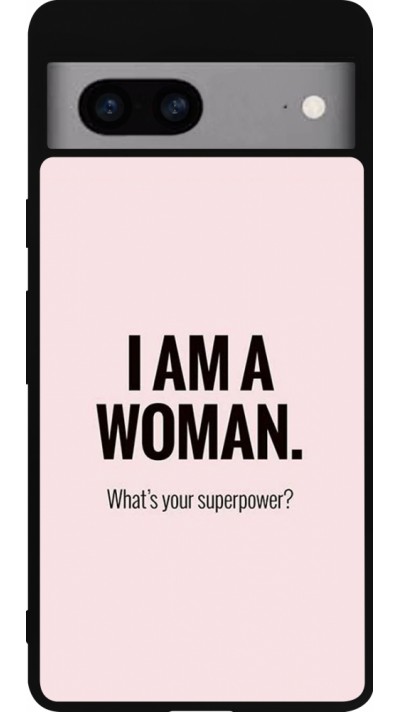 Google Pixel 7a Case Hülle - Silikon schwarz I am a woman