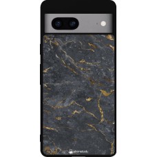 Google Pixel 7a Case Hülle - Silikon schwarz Grey Gold Marble