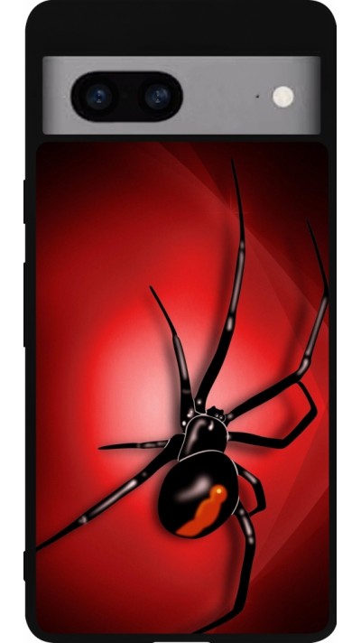 Coque Google Pixel 7a - Silicone rigide noir Halloween 2023 spider black widow