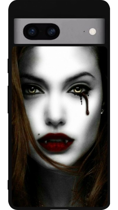 Coque Google Pixel 7a - Silicone rigide noir Halloween 2023 gothic vampire