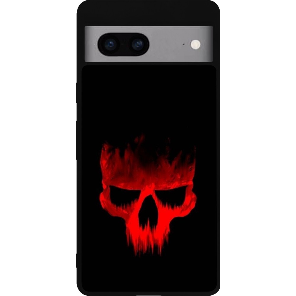 Google Pixel 7a Case Hülle - Silikon schwarz Halloween 2023 scary skull