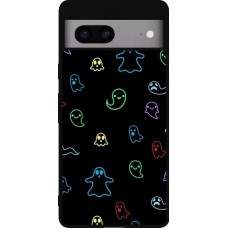Google Pixel 7a Case Hülle - Silikon schwarz Halloween 2024 colorful ghosts