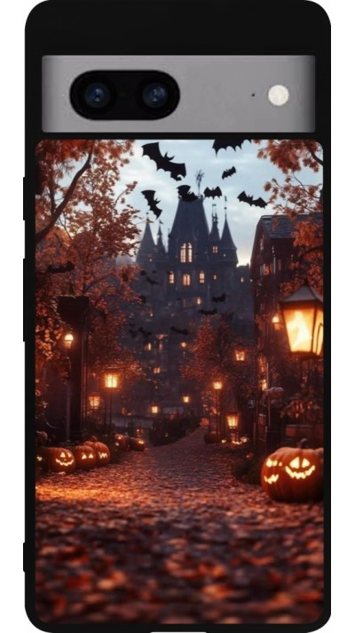 Google Pixel 7a Case Hülle - Silikon schwarz Halloween 2025 Haunted house