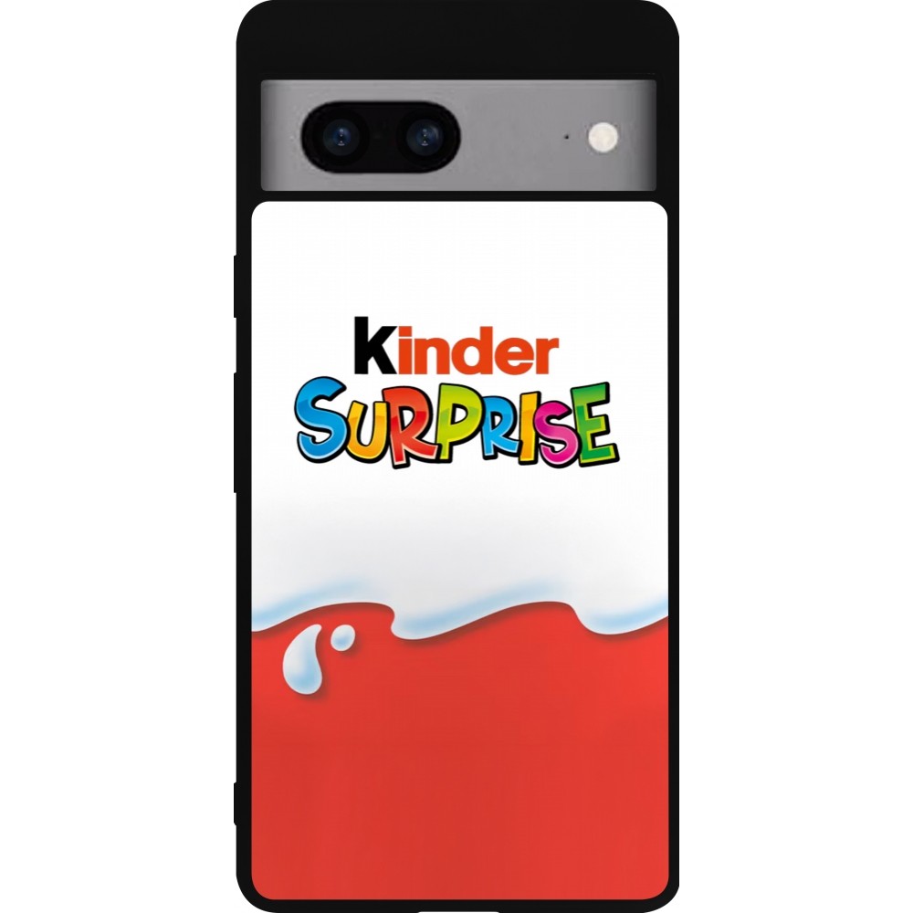 Google Pixel 7a Case Hülle - Silikon schwarz Kinder Surprise