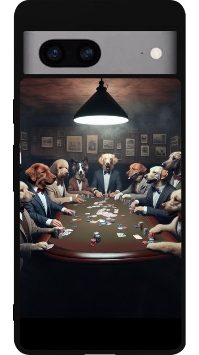 Coque Google Pixel 7a - Silicone rigide noir Les pokerdogs