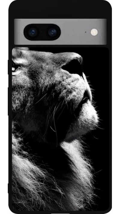 Coque Google Pixel 7a - Silicone rigide noir Lion looking up