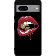 Google Pixel 7a Case Hülle - Silikon schwarz Lips bullet