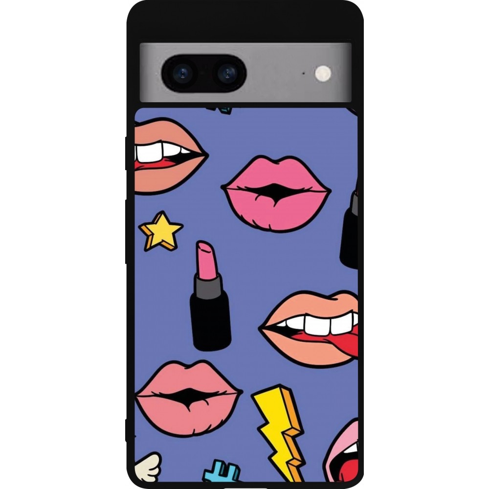 Google Pixel 7a Case Hülle - Silikon schwarz Lips and lipgloss