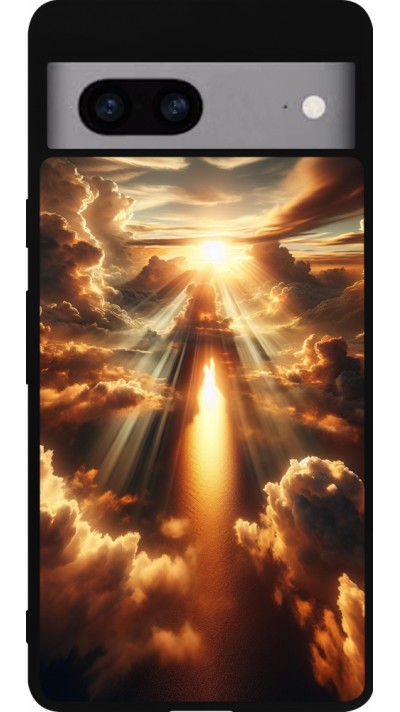 Coque Google Pixel 7a - Silicone rigide noir Lueur Céleste Zenith