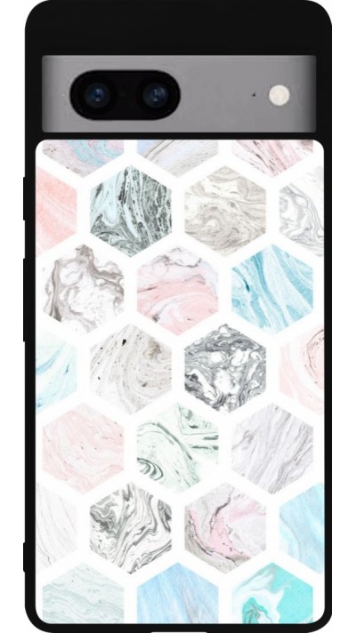 Google Pixel 7a Case Hülle - Silikon schwarz Marble Everything