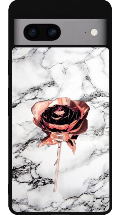 Google Pixel 7a Case Hülle - Silikon schwarz Marble Rose Gold