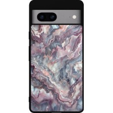 Google Pixel 7a Case Hülle - Silikon schwarz Violetter silberner Marmor
