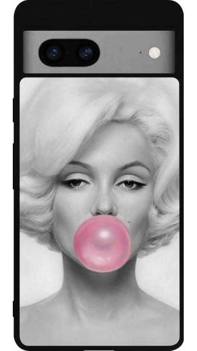 Coque Google Pixel 7a - Silicone rigide noir Marilyn Bubble