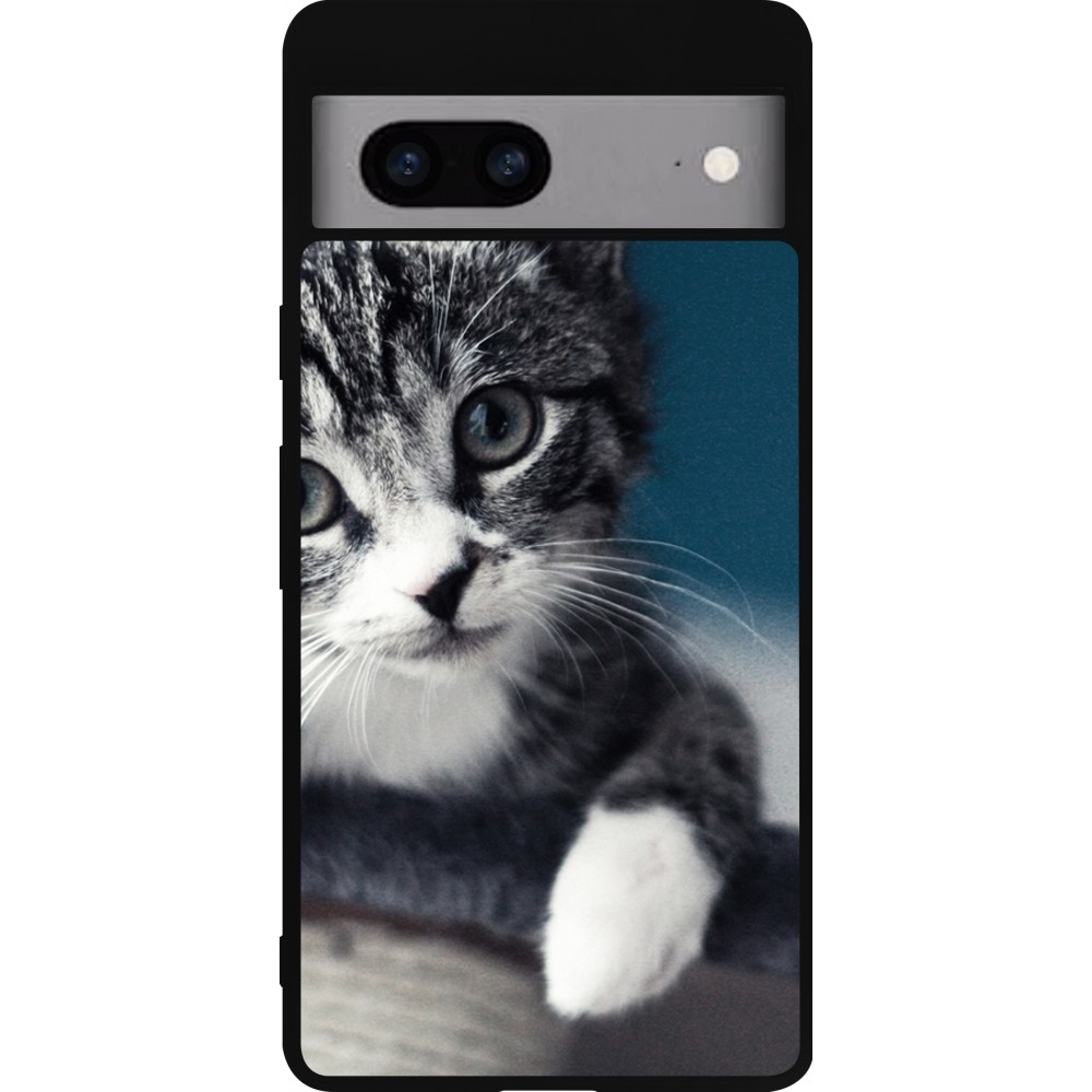 Google Pixel 7a Case Hülle - Silikon schwarz Meow 23
