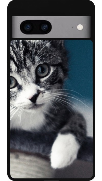 Google Pixel 7a Case Hülle - Silikon schwarz Meow 23