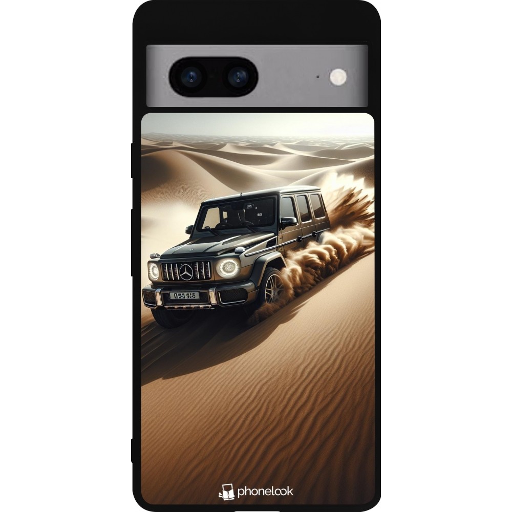Coque Google Pixel 7a - Silicone rigide noir Mercedes G Drift Desert