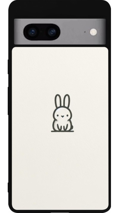 Coque Google Pixel 7a - Silicone rigide noir Minimal bunny cutie