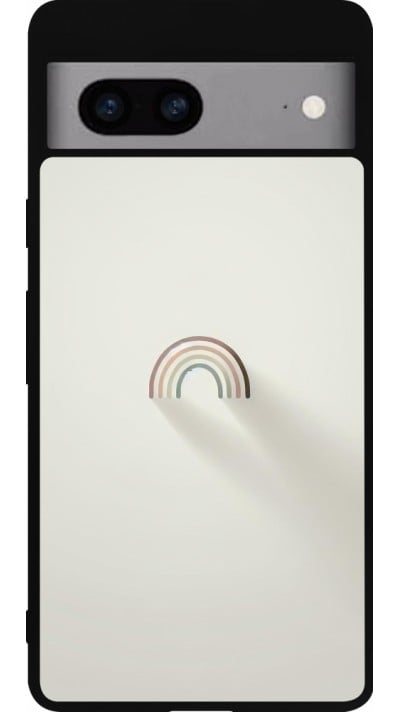 Coque Google Pixel 7a - Silicone rigide noir Mini Rainbow Minimal