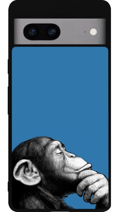 Coque Google Pixel 7a - Silicone rigide noir Monkey Pop Art