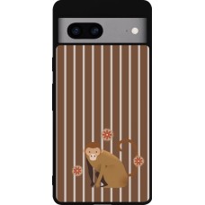 Google Pixel 7a Case Hülle - Silikon schwarz Monkey with stripes