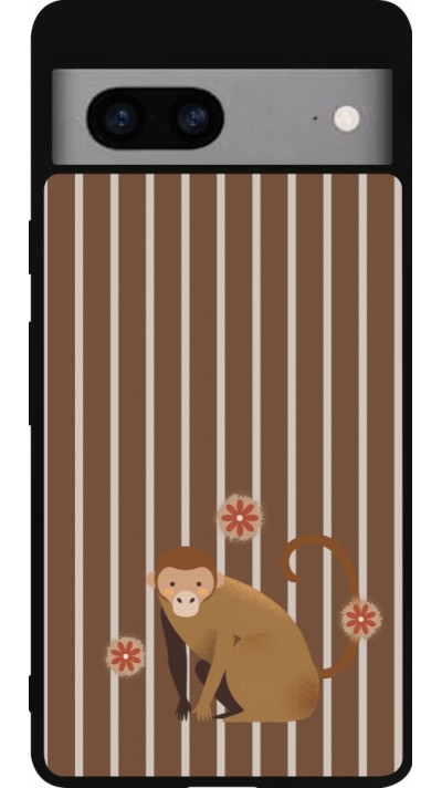 Google Pixel 7a Case Hülle - Silikon schwarz Monkey with stripes