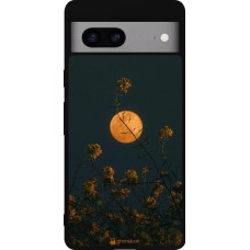 Google Pixel 7a Case Hülle - Silikon schwarz Moon Flowers