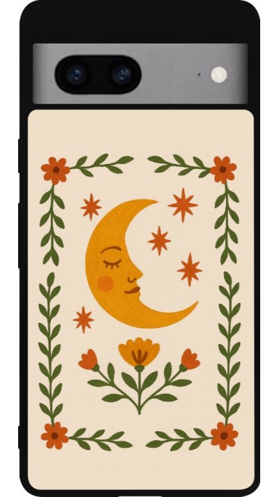 Coque Google Pixel 7a - Silicone rigide noir Half moon stamp 2026