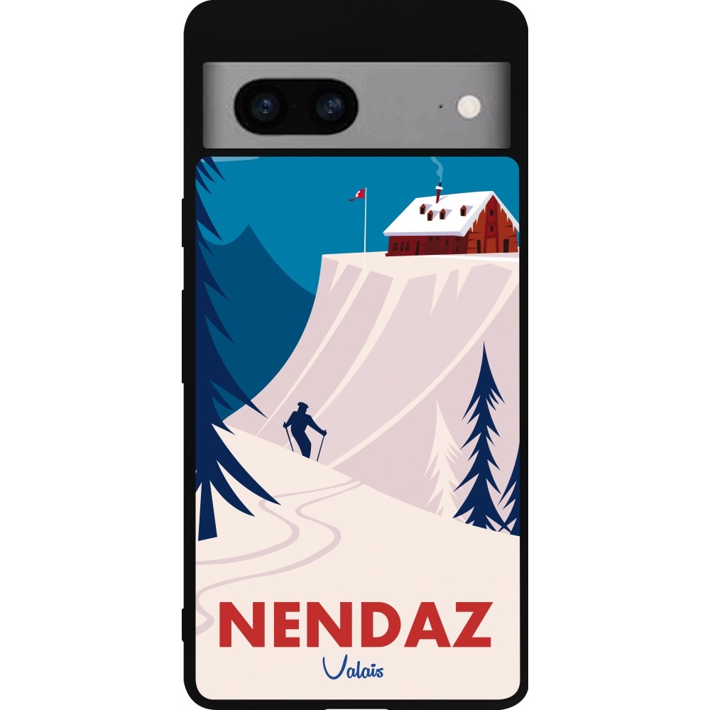 Google Pixel 7a Case Hülle - Silikon schwarz Nendaz Cabane Ski