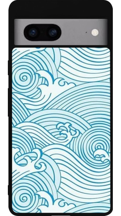 Coque Google Pixel 7a - Silicone rigide noir Ocean Waves