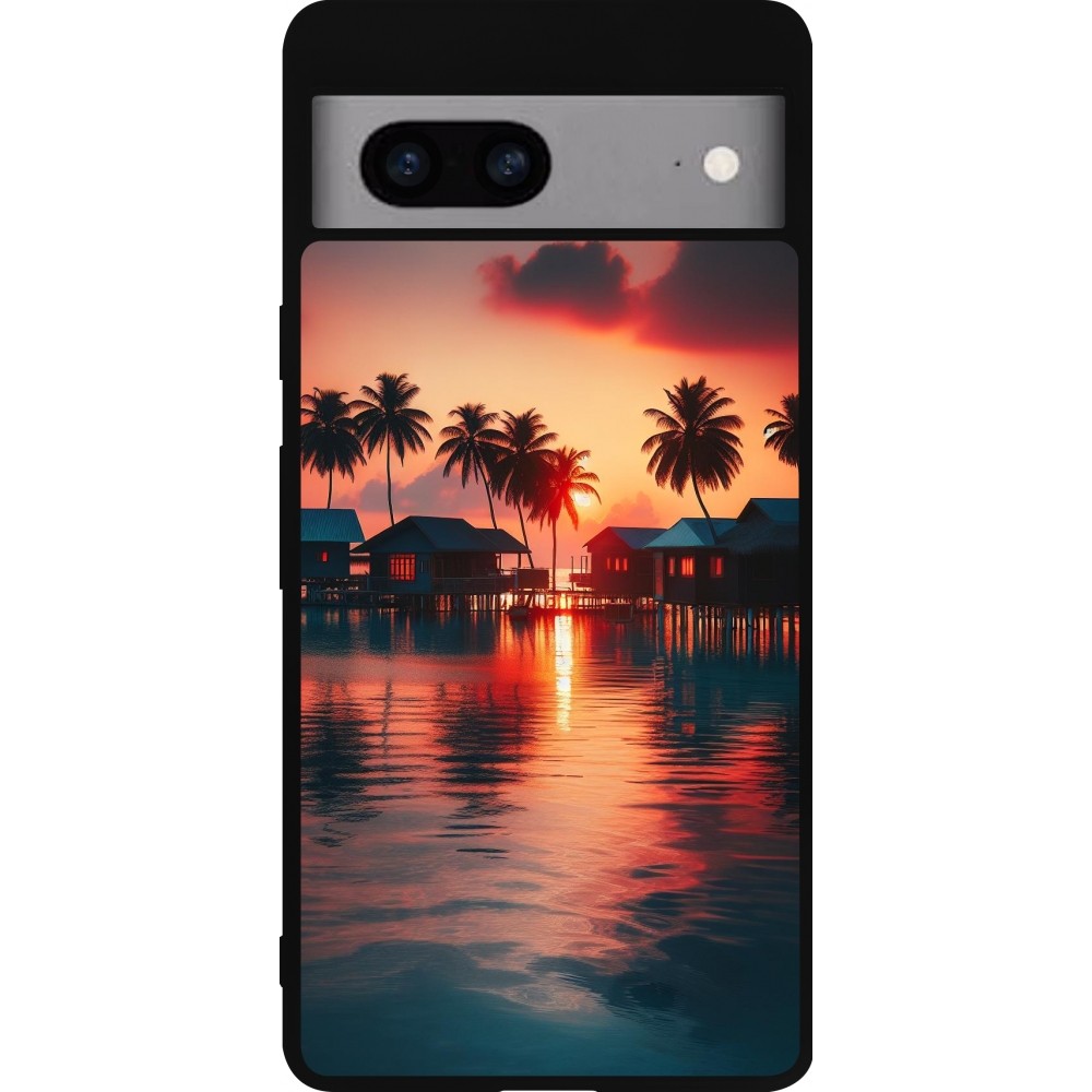 Google Pixel 7a Case Hülle - Silikon schwarz Paradies Malediven