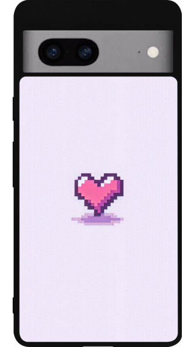 Google Pixel 7a Case Hülle - Silikon schwarz Pixel Herz Hellviolett