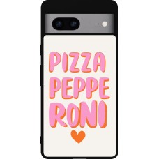 Coque Google Pixel 7a - Silicone rigide noir Pizza pepperoni 2026