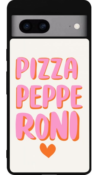 Coque Google Pixel 7a - Silicone rigide noir Pizza pepperoni 2026