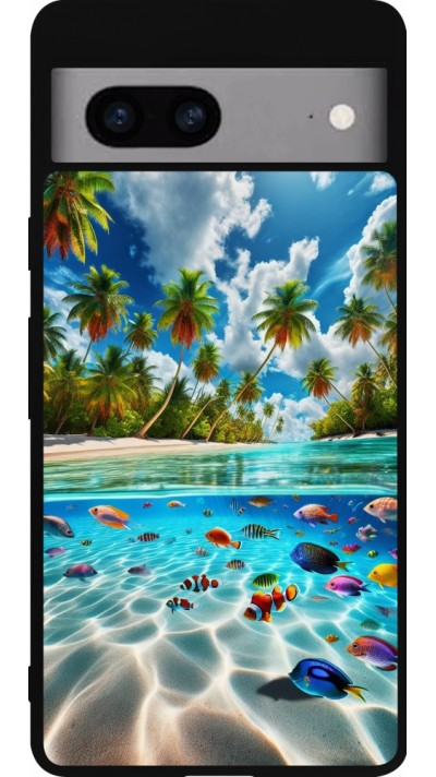 Google Pixel 7a Case Hülle - Silikon schwarz Strandparadies