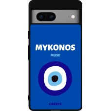 Google Pixel 7a Case Hülle - Silikon schwarz Pop Summer Destination Mykonos