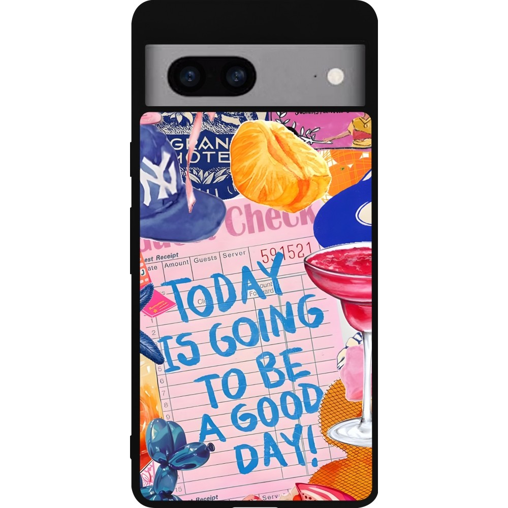 Google Pixel 7a Case Hülle - Silikon schwarz Preppy Today is Going to be a good day
