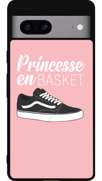 Coque Google Pixel 7a - Silicone rigide noir princesse en basket