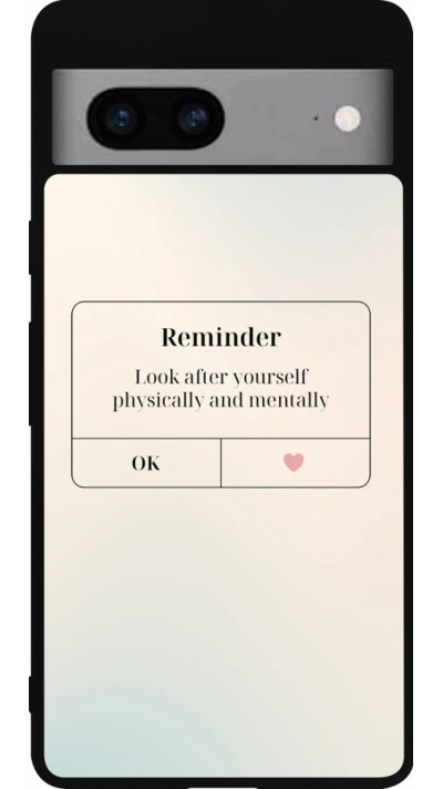 Coque Google Pixel 7a - Silicone rigide noir Reminder Look after yourself