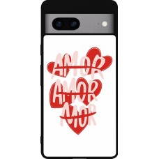 Coque Google Pixel 7a - Silicone rigide noir Saint Valentines Day 26 Amor